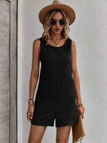 SHEIN LUNE Solid Tank Romper