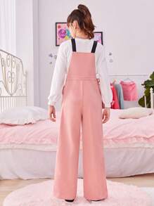 SHEIN Teen Girl 1pc Zipper Front Overall Jumpsuit - Baby Pink - View 2