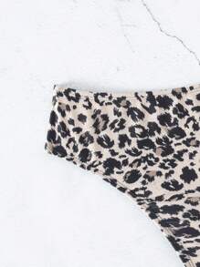 SHEIN Swim 豹紋印花泳衣下裝 - 彩色 - 查看 3