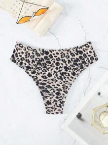 SHEIN Swim 豹紋印花泳衣下裝 - 彩色 - 查看 4