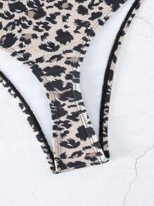 SHEIN Swim 豹紋印花泳衣下裝 - 彩色 - 查看 5