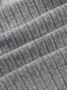 SHEIN EZwear 星星補丁貼短款T恤 - 灰色 - 查看 3