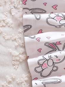 Baby Girl Cartoon Rabbit Print Dress - White - View 6