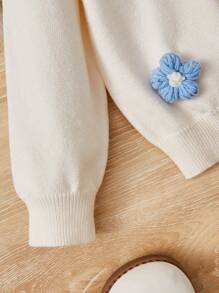 SHEIN Young Girl Stereo Flower Jumper - Beige - View 3