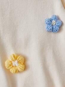 SHEIN Young Girl Stereo Flower Jumper - Beige - View 4