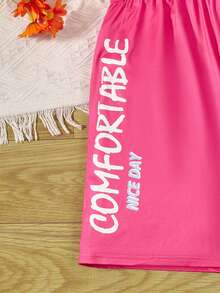 SHEIN 青少年女孩蝴蝶和字母圖案短褲