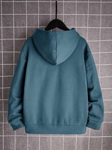 SHEIN Tween Boy Antler Print Thermal Lined Hoodie,In Fall/Winter