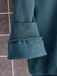 SHEIN Tween Boy Antler Print Thermal Lined Hoodie,In Fall/Winter