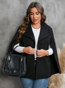 SHEIN Clasi Plus Cloak Sleeve Open Front Overcoat