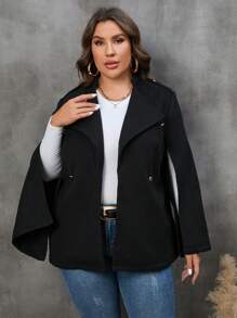 SHEIN Clasi Plus Cloak Sleeve Open Front Overcoat