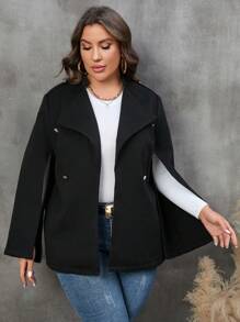 SHEIN Clasi Plus Cloak Sleeve Open Front Overcoat