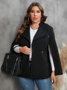 SHEIN Clasi Plus Cloak Sleeve Open Front Overcoat