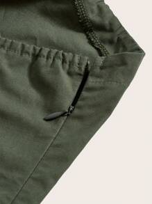 SHEIN EZwear Đầm Plus Size Xếp li màu trơn Giải trí - xanh quân đội - Xem 3