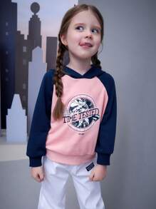 SUPERMAN X SHEIN 休閒撞色 字母女童（小）衛衣 - 淺粉色 - 查看 6