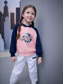 SUPERMAN X SHEIN 休閒撞色 字母女童（小）衛衣 - 淺粉色 - 查看 7