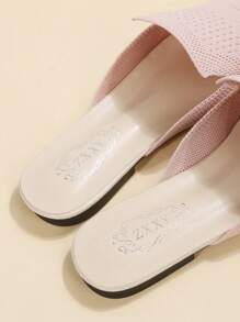 Ladies' Fashionable Mules Shoes, Pointed Toe & Flat Heels, Minimalist Style - Baby Pink - View 3