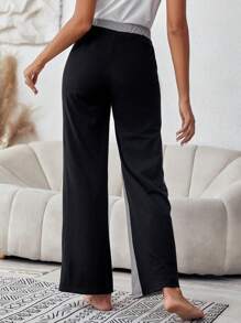 SHEIN LUNE Two Tone Wide Leg Trousers - Multicolor - View 2