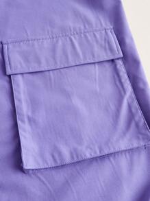 SHEIN EZwear Cartoon Graphic Drop Shoulder Top & Flap Pocket Cargo Trousers - Multicolor - View 4