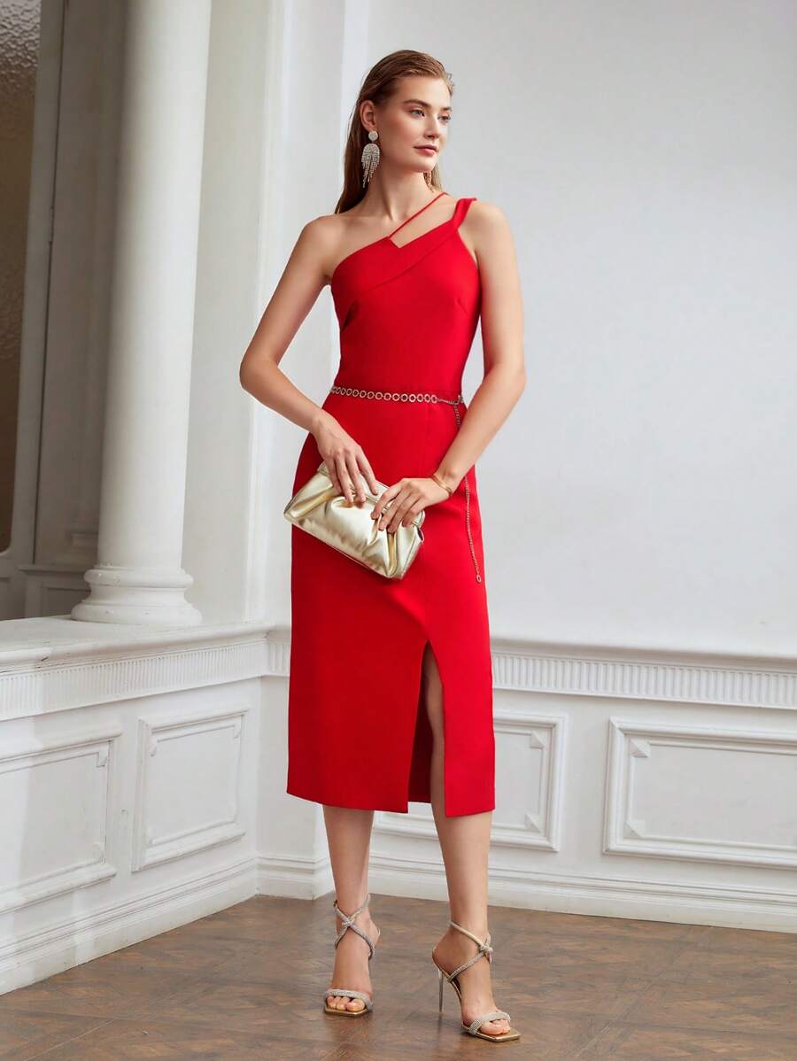 MOTF PREMIUM ONE SHOULDER FOLDOVER DRESS WITHOUT CHAIN