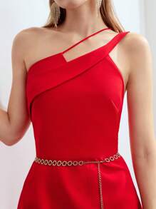 MOTF PREMIUM ONE SHOULDER FOLDOVER DRESS WITHOUT CHAIN - Red - View 3