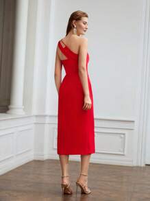 MOTF PREMIUM ONE SHOULDER FOLDOVER DRESS WITHOUT CHAIN - Red - View 9