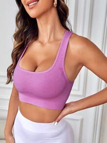 後鏤空運動背心 - 粉色 - 查看 2