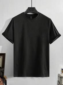 Manfinity Homme 男士熱帶印花&字母圖案T恤 - 黑色 - 查看 7