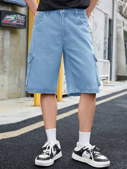 Guys Flap Pocket Bermuda Denim Shorts