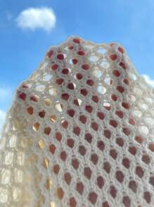 SHEIN Unity Solid Open Knit Jumper Without Tube Top - Apricot - View 7