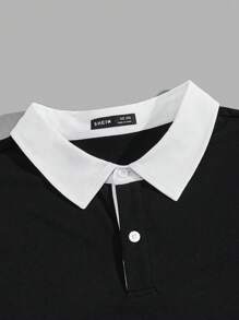 EASEVO Men Plus Letter Patched Detail 2 In 1 Polo Shirt - Black - View 4