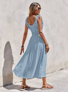 SHEIN LUNE 荷葉邊A字連衣裙 - 淺藍色 - 查看 2