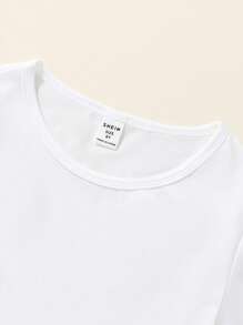 SHEIN Tween Girl Striped Print Belted Peplum Top & Trousers - Baby Blue - View 4