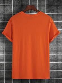Manfinity Homme Men Letter Graphic Tee - Orange - View 2