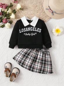 Baby Girls' Simple And Stylish Sweatshirt And Skirt Set, Suitable In Spring And Autumn, For Christmas - Multicolor - View 1