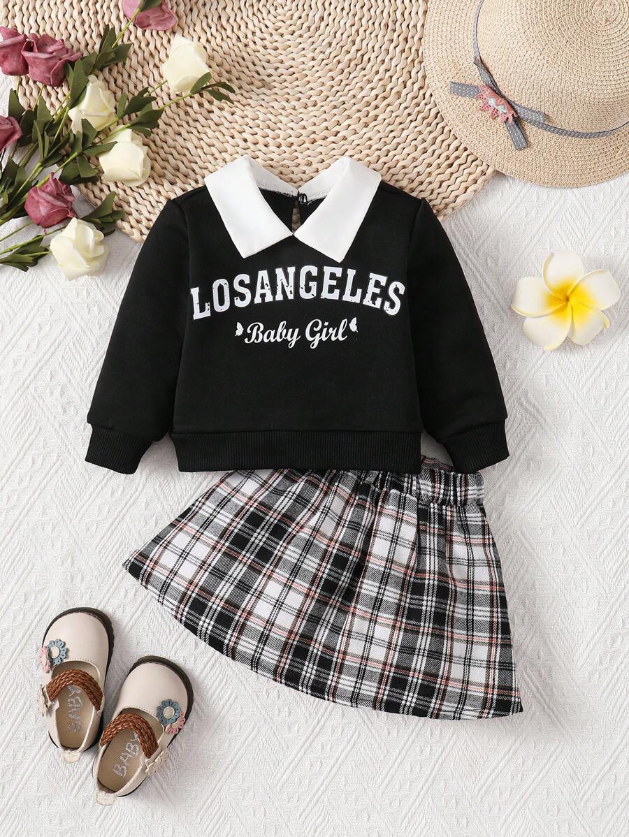 Baby Girls' Simple And Stylish Sweatshirt And Skirt Set, Suitable In Spring And Autumn, For Christmas - Multicolor - View 1