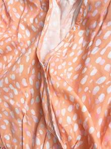 Acelitt Allover Print Flounce Sleeve Romper - Orange - View 6