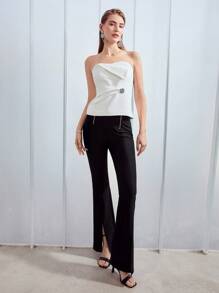 MOTF PREMIUM 折邊細節抹胸上衣 - 白色 - 查看 6