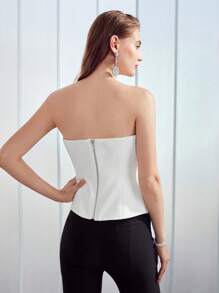 MOTF PREMIUM 折邊細節抹胸上衣 - 白色 - 查看 8