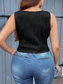 SHEIN Essnce Plus Cut Out Front Tank Top - Black - View 2