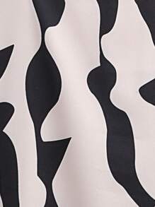 SHEIN LUNE Blusa con estampado de dibujo de manga murciélago & Pantalones de pierna ancha - Negro - Ver 3