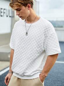 Manfinity Hypemode Men Letter Patched Drop Shoulder Tee - White - View 1
