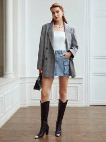 MOTF PREMIUM 迷你工裝牛仔半身裙 - 淺色水洗藍 - 查看 4