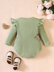 女嬰貼花荷葉邊連身背心