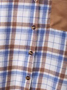 SHEIN Tween Boy Plaid Print Hooded Shirt Without Tee - Multicolor - View 4