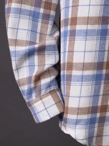 SHEIN Tween Boy Plaid Print Hooded Shirt Without Tee - Multicolor - View 6