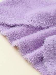 SHEIN Young Girl Single Button Fuzzy Cardigan - Mauve Purple - View 6