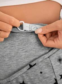 SHEIN Maternity Star Print Adjustable Drawstring Waist Sweatpants