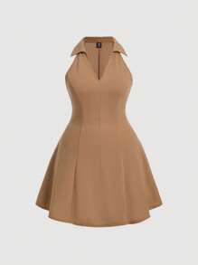 SHEIN MOD Talla grande Vestido unicolor de cuello halter