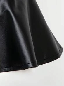 SHEIN SXY Ruched Bust Tie Shoulder PU Leather Cami Top