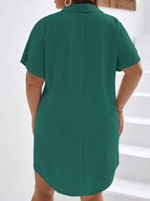 SHEIN Frenchy Plus Twist Front Batwing Sleeve Shirt Dress - Green - View 2